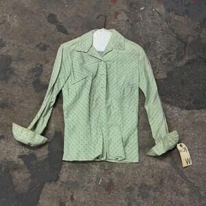 Vintage Film Costume 40s 50s Does Victorian Antique Style Green Blouse S